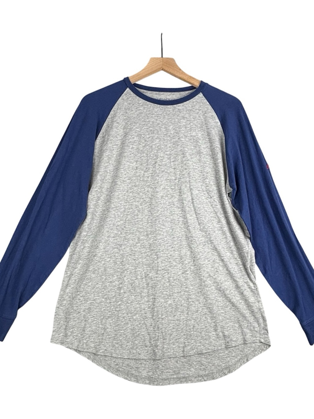 B. Draddy Shirt Mens Large Gray Blue Baseball Raglan Tee Pima Logo
